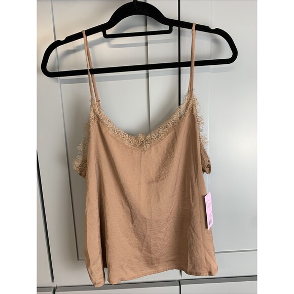 Womens Lace Trim slip Camisole tank top Wild Fable Light Brown Size XL - Picture 3 of 6